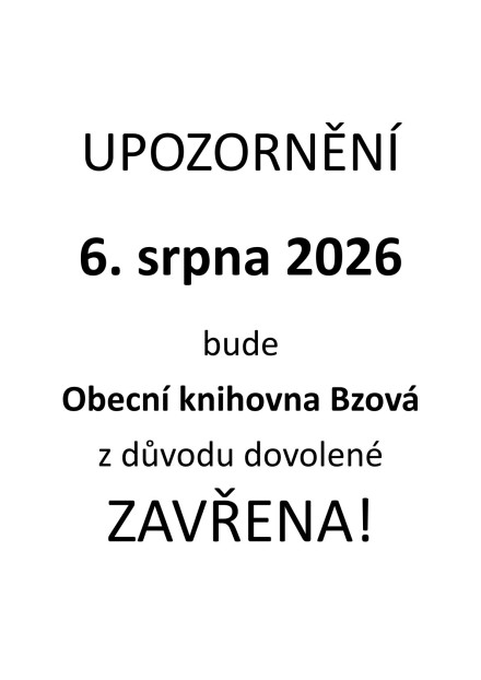 Pobočka Bzová uzavření